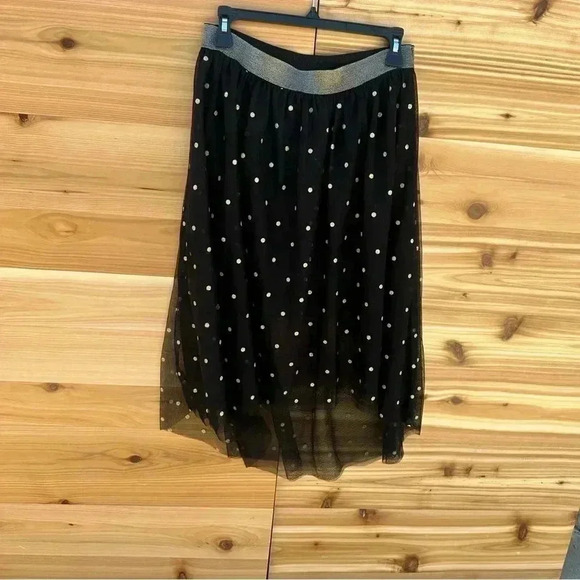 Xhilaration skirt XL black white polka dot lined - Picture 1 of 4
